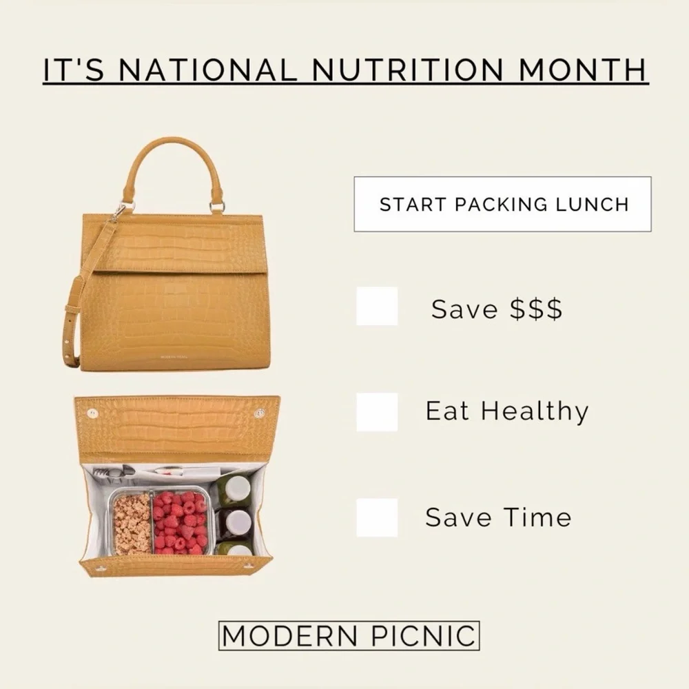 Modern Picnic Chic Marigold Crocodile-Embossed Lunch Tote/Crossbody Bag. NWT - Picture 6 of 6